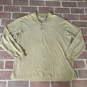 Axist Men's Tan Long Sleeve Polo Shirt